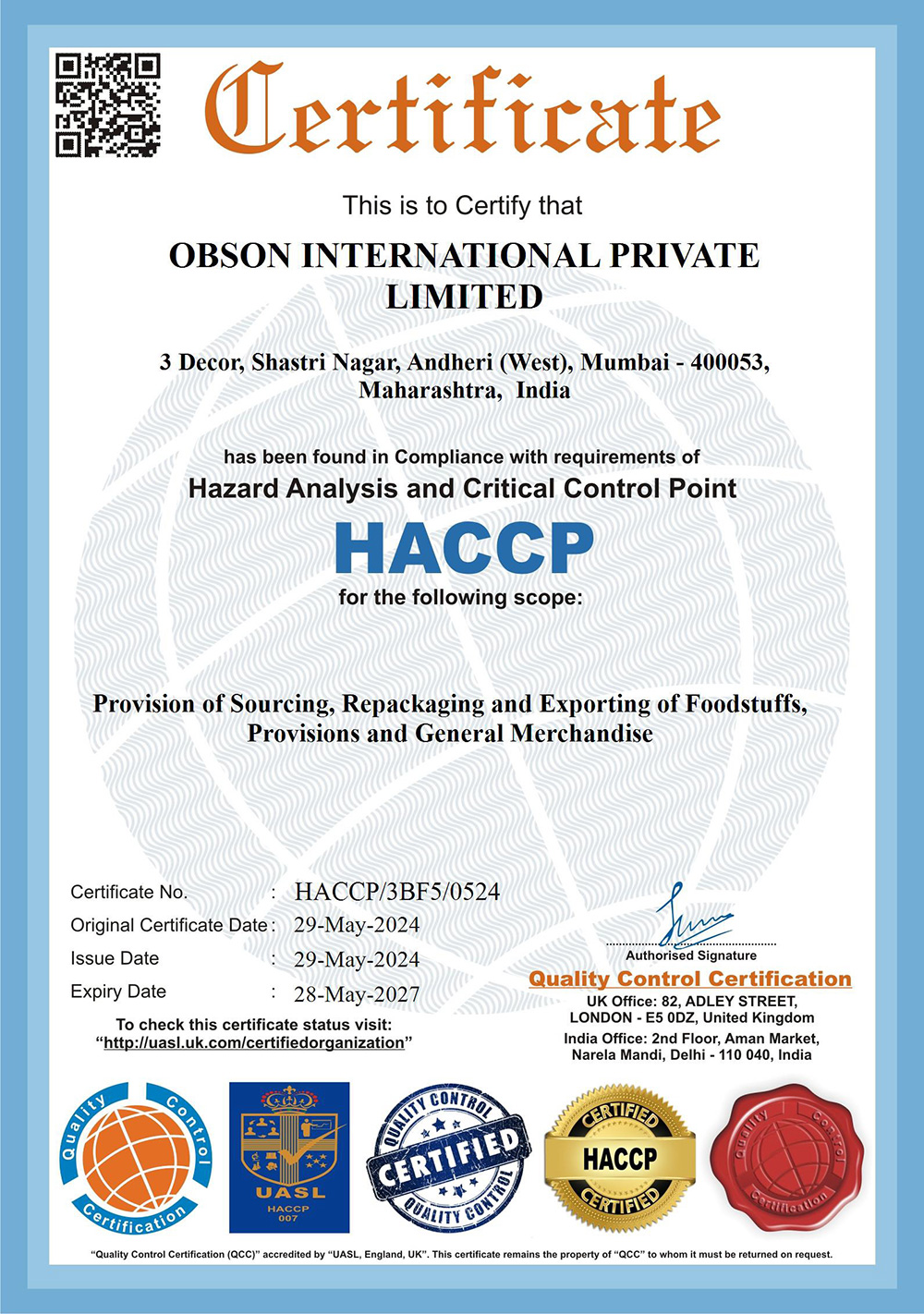 HACCP Certificate